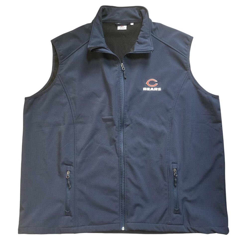 Chicago Bears NFL Team Apparel Softshell Navy Blue Full Zip Vest 5XL